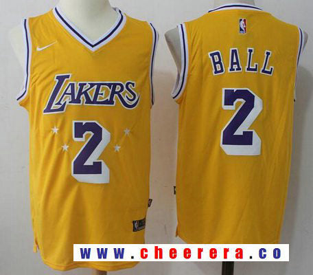Lonzo Ball Los Angeles Lakers yellow jersey