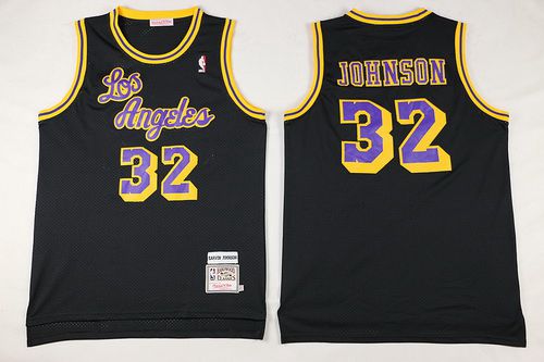 Magic Johnson Los Los Angeles Lakers black Throwback jersey