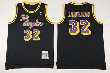 Magic Johnson Los Los Angeles Lakers black Throwback jersey