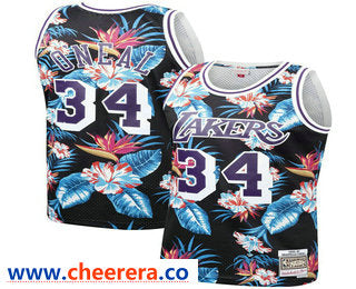 Shaquille O'neal Ness Floral Los Angeles Lakers Throwback jersey