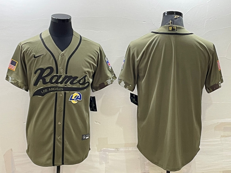 Custom Los Angeles Rams olive Salute To Service jersey