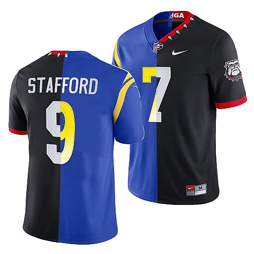 X Georgia Bulldogs Matthew Stafford Los Angeles Rams red Split jersey