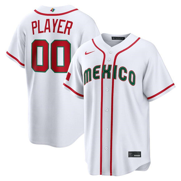 Custom Mexico Baseball white jersey