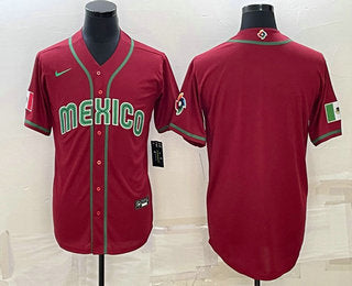 Custom Mexico Baseball red Classic jersey