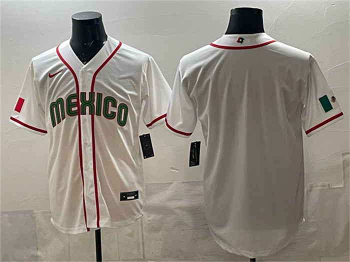 Custom Mexico Baseball white Classic jersey