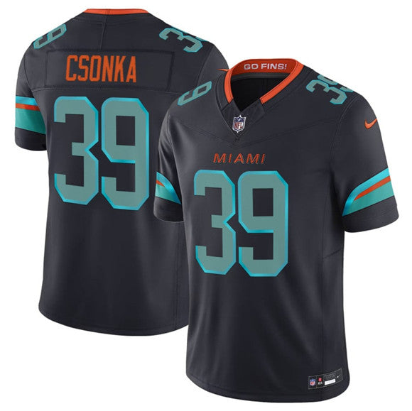 Larry Csonka Miami Dolphins black Vapor jersey