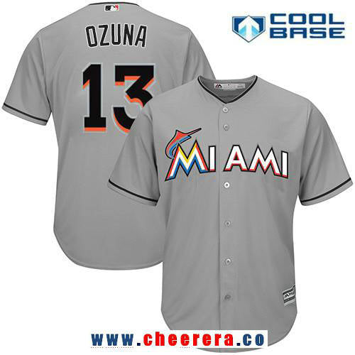 Marcell Ozuna Miami Marlins gray Road jersey