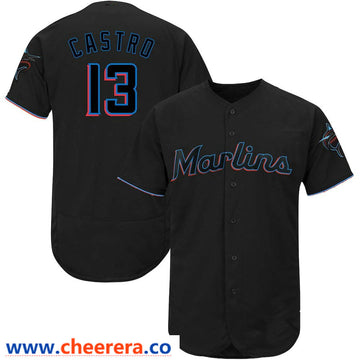 Starlin Castro Majestic Miami Marlins black Alternate jersey