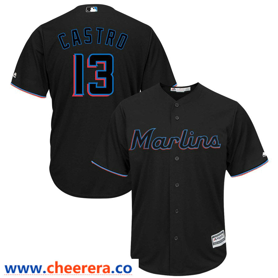 Starlin Castro Majestic Miami Marlins black Alternate jersey