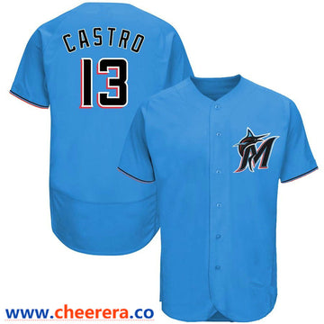 Starlin Castro Majestic Miami Marlins blue Alternate jersey