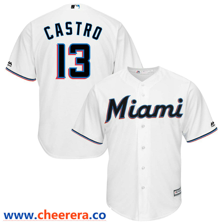 Starlin Castro Majestic Miami Marlins white Home jersey
