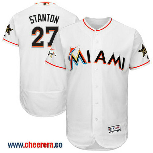 Giancarlo Stanton Majestic Miami Marlins white All-Star jersey
