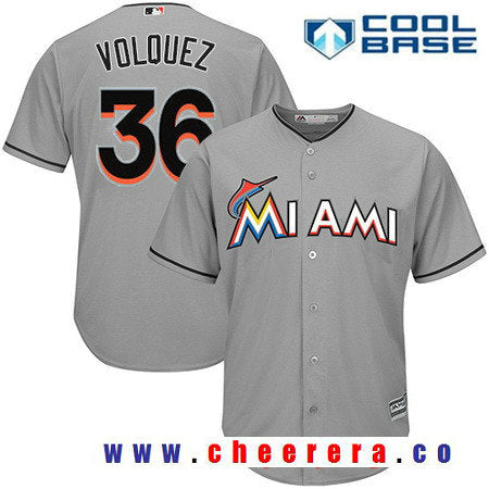 Edinson Volquez Miami Marlins gray Road jersey