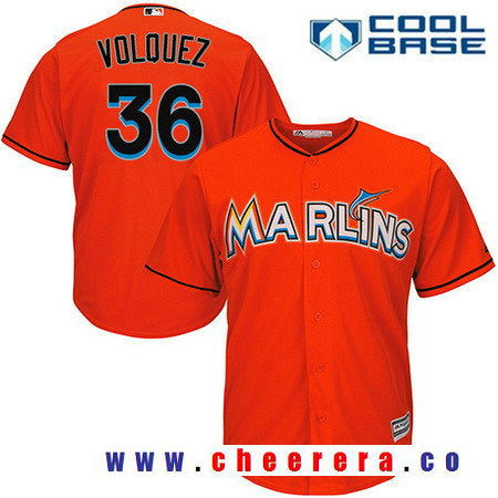 Edinson Volquez Miami Marlins orange Alternate jersey