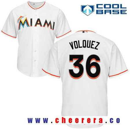 Edinson Volquez Miami Marlins white Home jersey