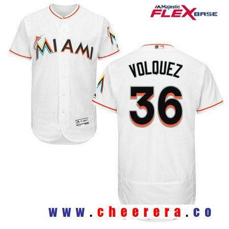 Edinson Volquez Miami Marlins white Home jersey