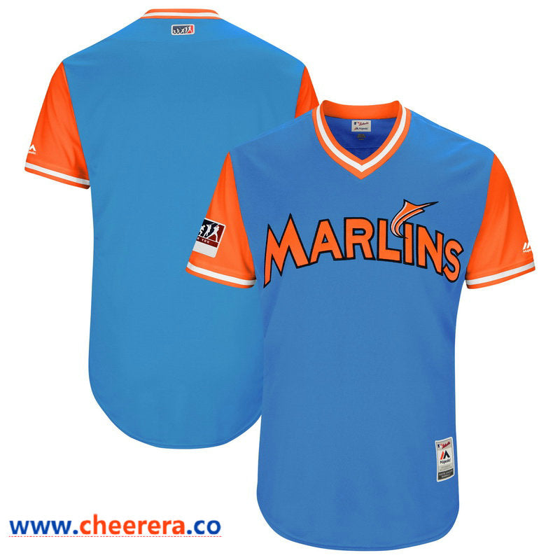 Majestic Miami Marlins blue-orange Authentic jersey