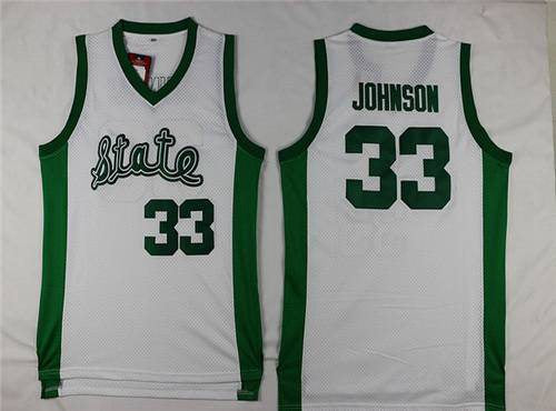 Magic Johnson Michigan State Spartans white jersey