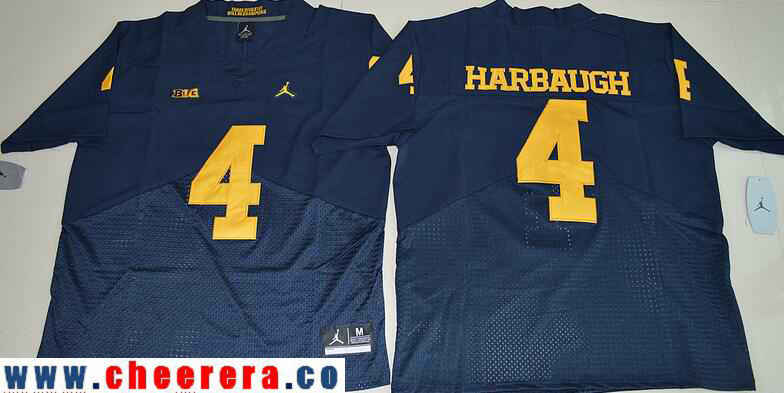 Jim Harbaugh Michigan Wolverines navy Elite jersey