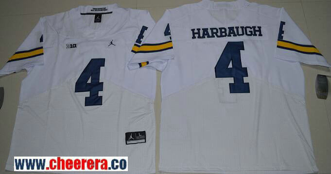Jim Harbaugh Michigan Wolverines white Elite jersey