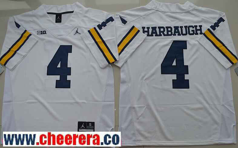 Jim Harbaugh Michigan Wolverines white jersey