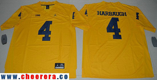 Jim Harbaugh Michigan Wolverines yellow jersey