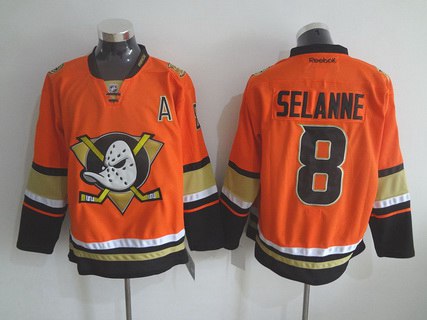 Teemu Reebok Anaheim Ducks orange Alternate jersey