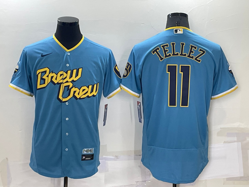 Rowdy Tellez Milwaukee Brewers blue City Connect jersey