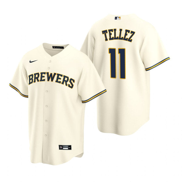 Rowdy Tellez Milwaukee Brewers cream jersey