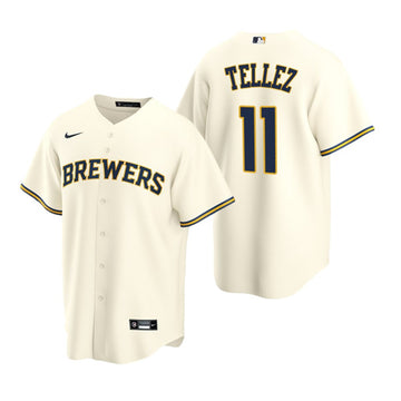 Rowdy Tellez Milwaukee Brewers cream jersey