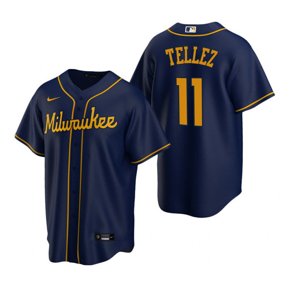 Rowdy Tellez Milwaukee Brewers navy jersey