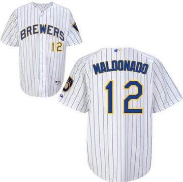 Martin Maldonado Milwaukee Brewers white jersey