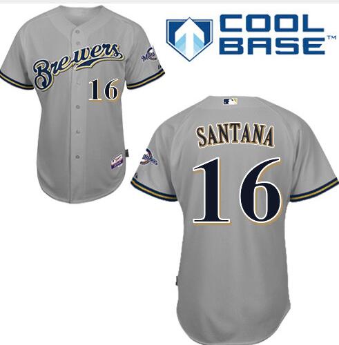 Domingo Santana Milwaukee Brewers gray Road jersey