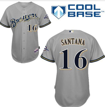 Domingo Santana Milwaukee Brewers gray Road jersey