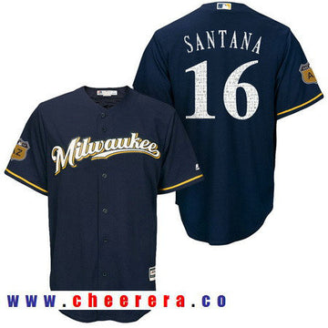 Domingo Santana Milwaukee Brewers navy jersey