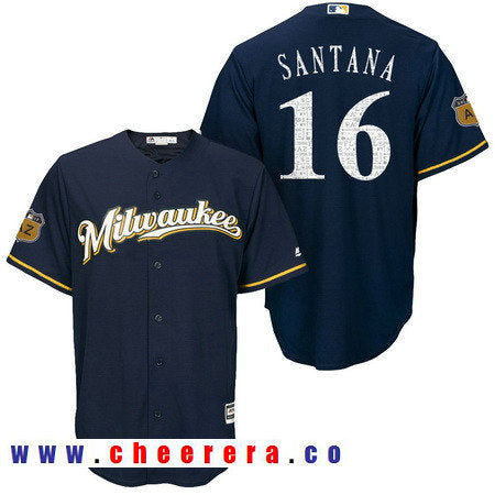Domingo Santana Milwaukee Brewers navy jersey