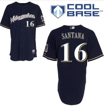 Domingo Santana Milwaukee Brewers navy jersey