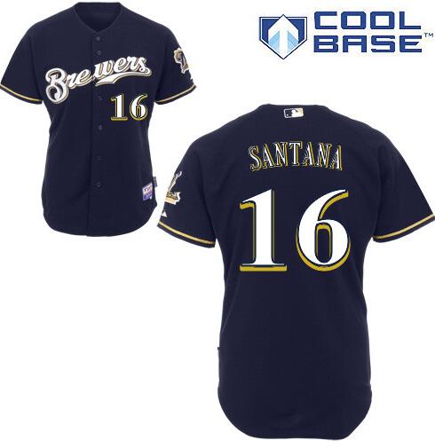 Domingo Santana Milwaukee Brewers navy jersey