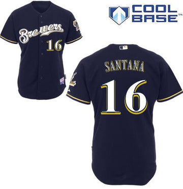 Domingo Santana Milwaukee Brewers navy jersey
