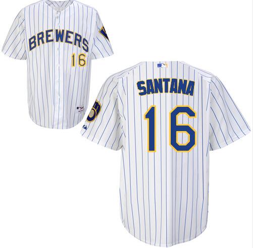 Domingo Santana Milwaukee Brewers white jersey