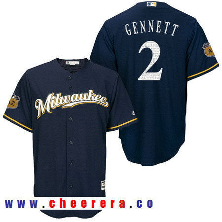 Scooter Gennett Milwaukee Brewers navy jersey