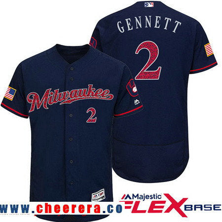 Scooter Gennett Milwaukee Brewers navy Fashion jersey