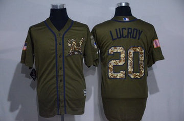 Jonathan Lucroy Milwaukee Brewers green Salute To Service jersey