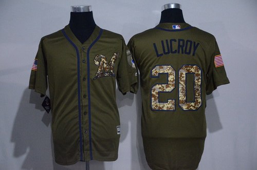 Jonathan Lucroy Milwaukee Brewers green Salute To Service jersey