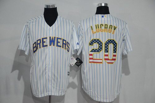 Jonathan Lucroy Milwaukee Brewers white Fashion jersey
