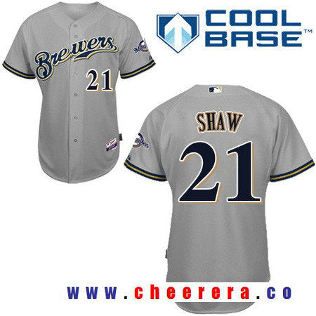 Travis Shaw Milwaukee Brewers gray Road jersey
