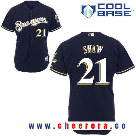 Travis Shaw Milwaukee Brewers navy jersey