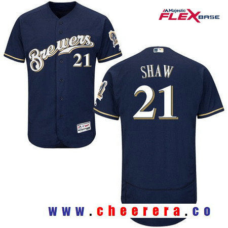 Travis Shaw Milwaukee Brewers navy jersey