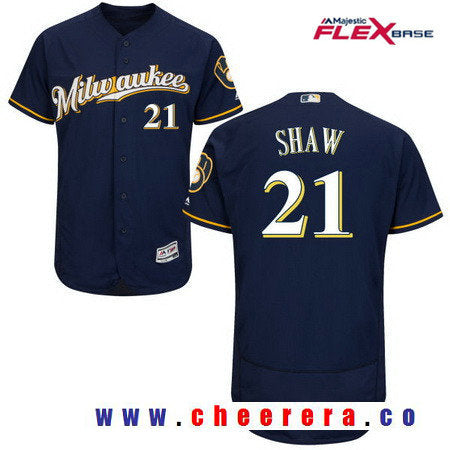 Travis Shaw Milwaukee Brewers navy jersey