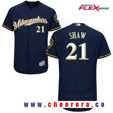 Travis Shaw Milwaukee Brewers navy jersey